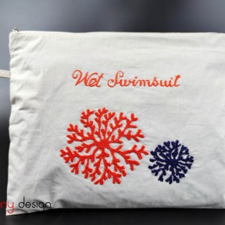  Wet laundry bag with round coral embroidery